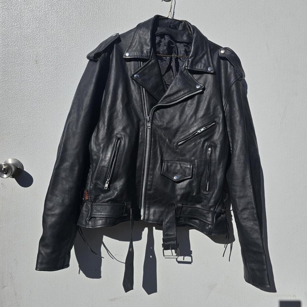 Hot Leathers Mens‎ Motorcycle Jacket Size L No Zip Out Liner Black